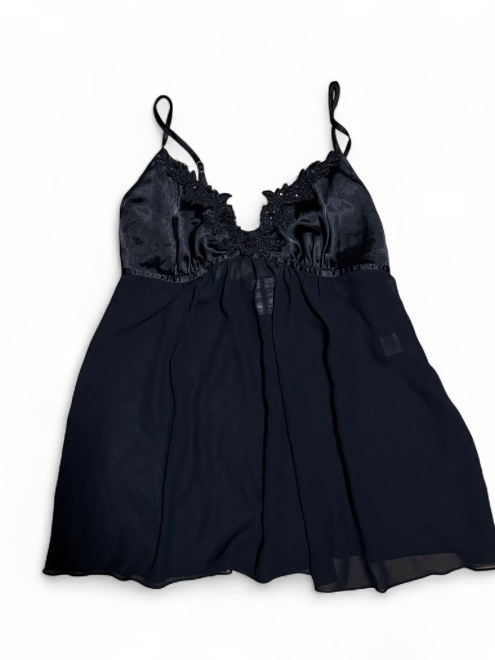 Linea Donatella Black Satin & Lace Chemise